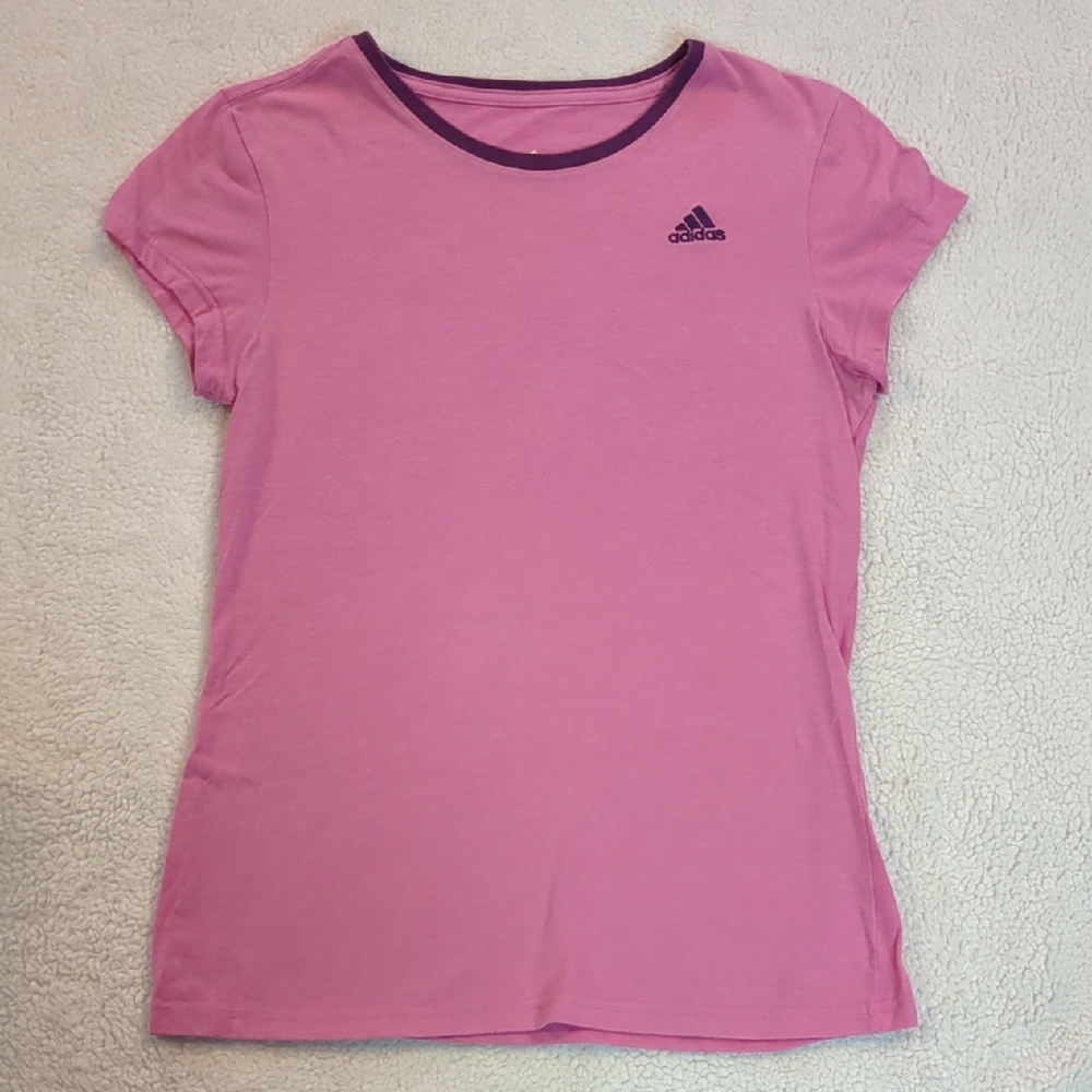 Adidas Pink Tee with Purple Accents
